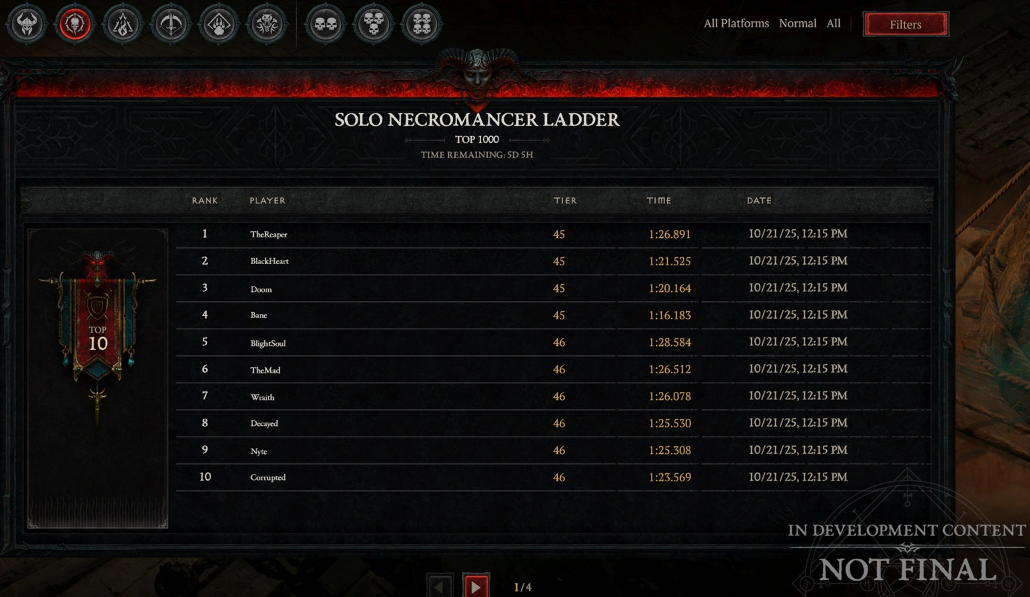 Diablo 4 Season 11 leaderboard